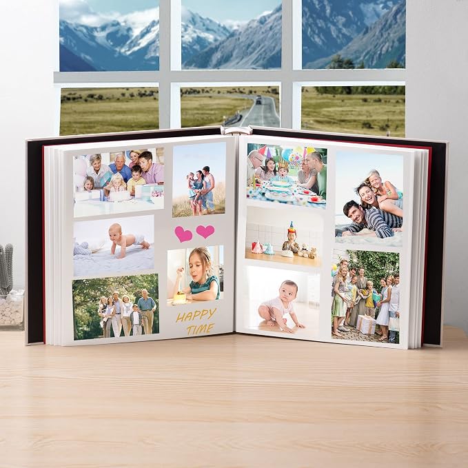 HoneyTolly Large Photo Album Self Adhesive, DIY Scrapbook Album for 600 Photos, 13"x12.6" 120 Pages Linen Cover Memory Book(White) - Image 3