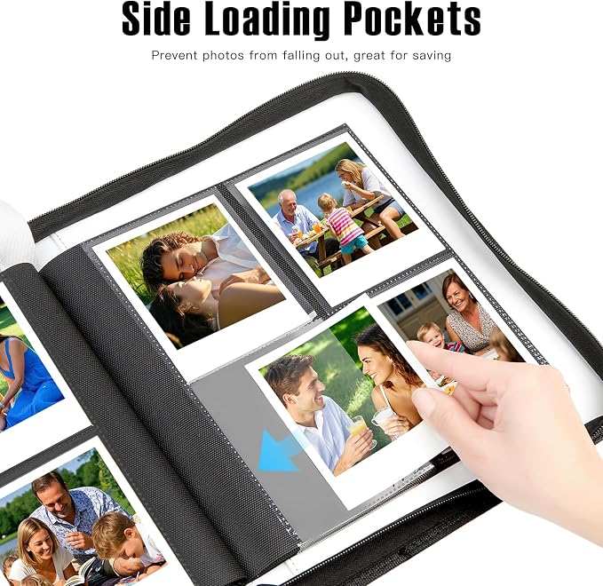 Veicevol 256-Pocket Album for Polaroid i-Type, 600 & SX-70 Photos, White | Designed for Fujifilm Instax Wide Photos, Water-Resistant PU Leather Cover, Zipper Closure, Securely Holds Up to 256 Photos - Image 5