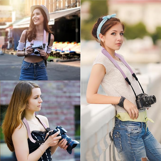 FIEIL Neck Strap Silicone Camera Straps - Padded Camera Strap, 1.5" Wide Adjustable Nylon Shoulder Strap - Compatible with Canon, Nikon, Sony, and More DSLR and Mirrorless Cameras (Purple) - Image 3