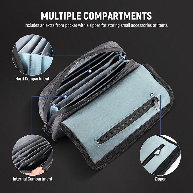 NEEWER Camera Lens Filter Case with Water Resistant Hard Shell, 6 Soft Pockets, Shoulder Strap, Pro Photography Filter Bag Storage Pouch for 4''x 4'', 4''x 5.65'' Square, 95mm Circular Filters, PB025 - Image 6