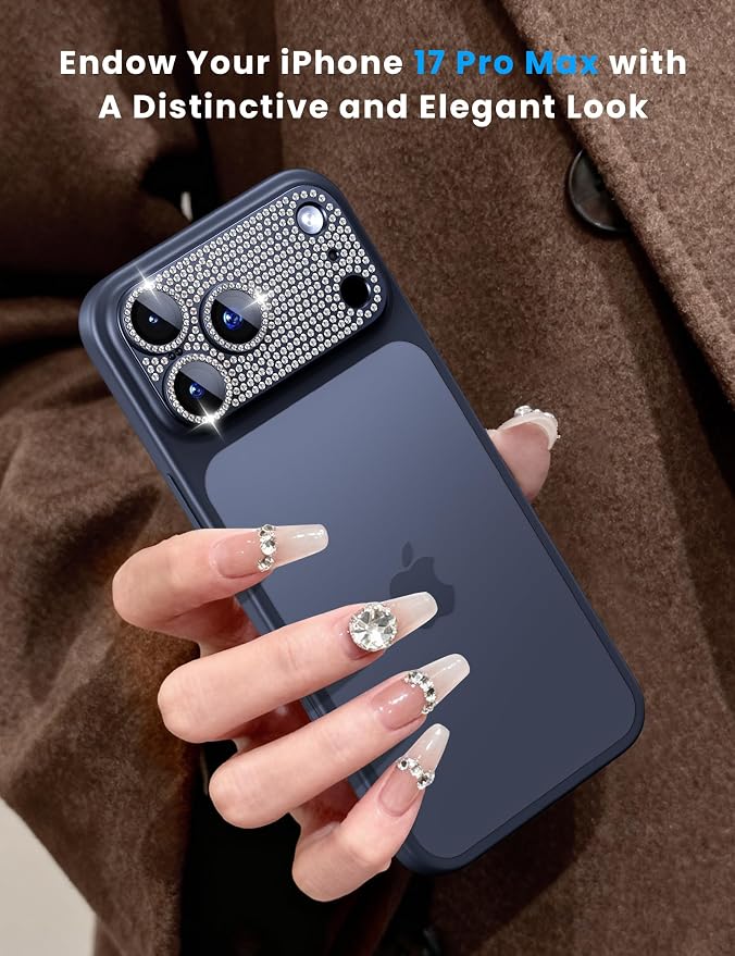 Hoerrye for iPhone 17 Pro Max Camera Lens Protector - Bling Diamond | Military Grade Protection, Keep Lens Original Design, 9H Tempered Glass Camera Cover Screen Protector - Image 3