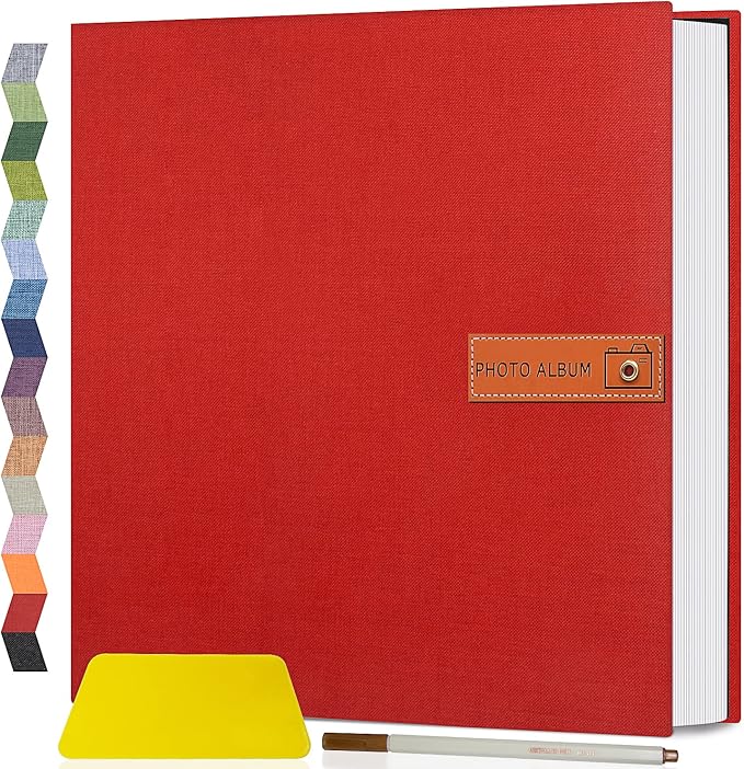 Popotop Large Photo Album Self Adhesive 4x6 5x7 8x10 Scrapbook Album DIY Picture Book,Gifts for Mom,Family Baby and Wedding,with Metal Pen and Plastic Board by Popotop