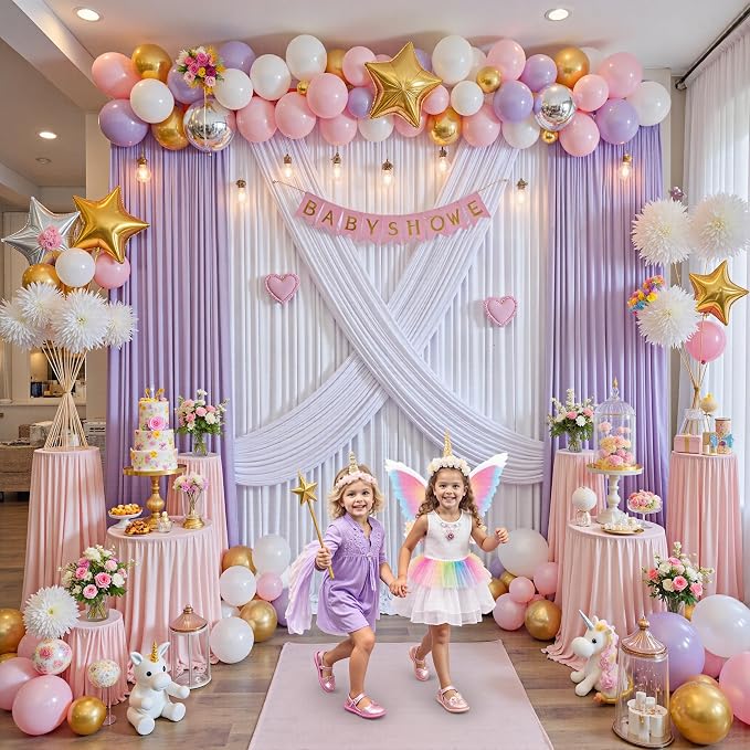 10 ft x 8 ft Wrinkle Free White Backdrop Curtain for Wedding Parties, Polyester Photography Backdrop Drapes for Birthday Parties Stage Backdrop Stand, White Background Curtains 5x8FT 2 Panels - Image 7