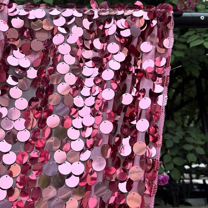 Rose Pink Large Sequin Backdrop, 4x10 Ft, 2 Panels | Large 18mm Sequins , Glitter Payatte Sequin Photobooth Props for Home Decor Accent, Party, Birthday - Image 4
