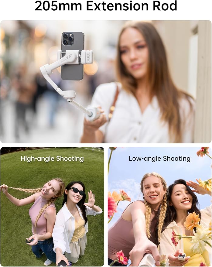 Hohem iSteady V3 Ultra Phone Gimbal White, AI Tracking Touch Remote, Built-in Rod Tripod 360° Vlog Stabilizer - Image 7