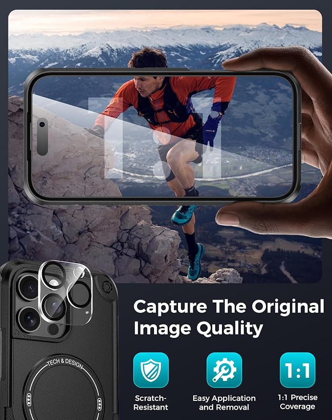 Goton 3 in 1 for iPhone 16 Pro Max Case with Privacy Screen Protector Black | Glass Camera Lens Protector,Compatible for MagSafe,Invisible Kickstand, Shockproof Phone Cover for iPhone 16 Promax - Image 7
