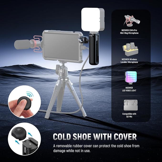 NEEWER PA045E Side Handle with Bluetooth Remote Shutter, Quick Release Clamp, Anti Off Cold Shoe for NEEWER 2nd Gen Phone Cage for 15 Pro/15 Pro Max/S24 Ultra, Silver Lock - Image 4