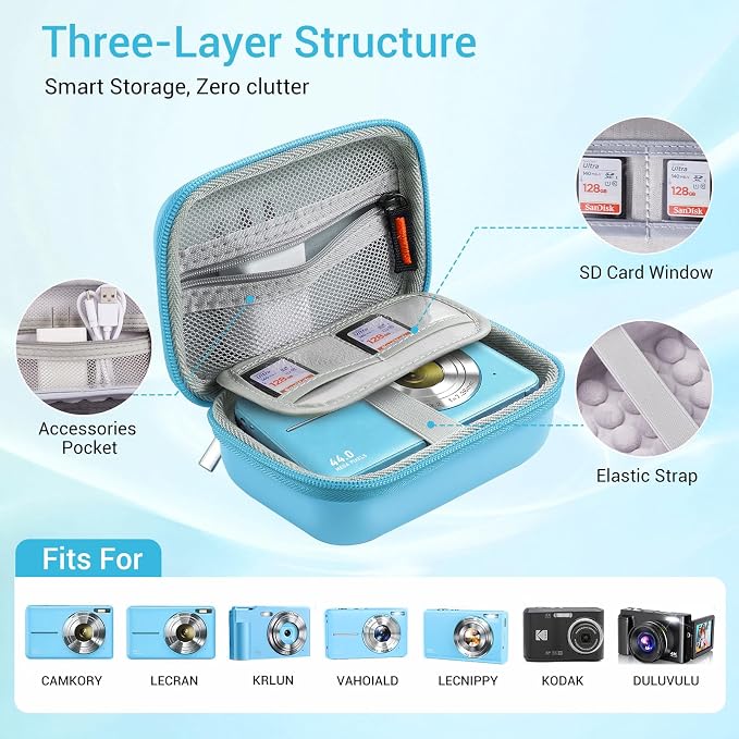 CoBak Carrying & Protective Case for Digital Camera,CAMKORY/Lecran/Duluvulu | for KODAK FZ55,FZ245,PIXPRO C1,WPZ2/Canon PowerShot ELPH 360/Sony DSCW800,DSCW830/Krlun/Lecnippy/Nsoela/VAHOIALD FHD 1080P - Image 3