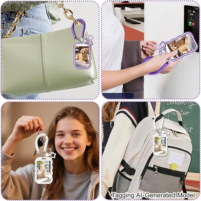 2 Pack Cute Photocard Holder Keychain,Kpop Photo Card Holder | Creative Photo Protector Keychain Accessories for Bus Card, Daily Display & Travel Decorations Gifts - Image 7