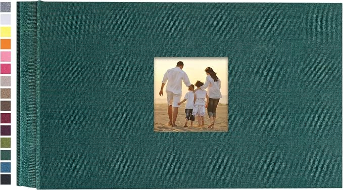 potricher Photo Album 4x6 Pictures, 100 Pockets, Linen Cover, Dark Green | Linen Cover, Front Window, Large Capacity 4x6 Picture Albums, Photo Book for Family, Wedding, Anniversary, Baby, Keepsake by potricher