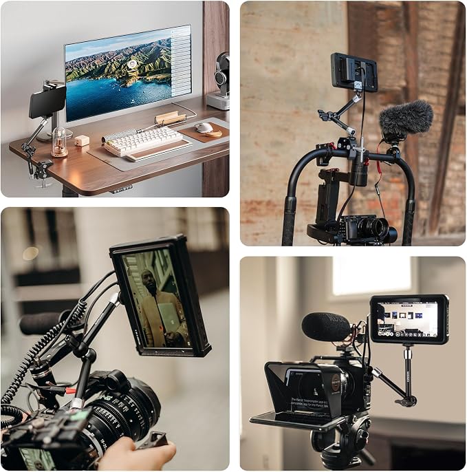 NEEWER 9.8"/25cm Magic Arm with Super Clamp & Cleaning Cloth, 1/4" & 3/8" Threads for Flash/LED Light/Microphone/DSLR Camera Monitor Compatible with SmallRig Camera Cage, Max Load: 4.4lb/2kg, ST25C - Image 6