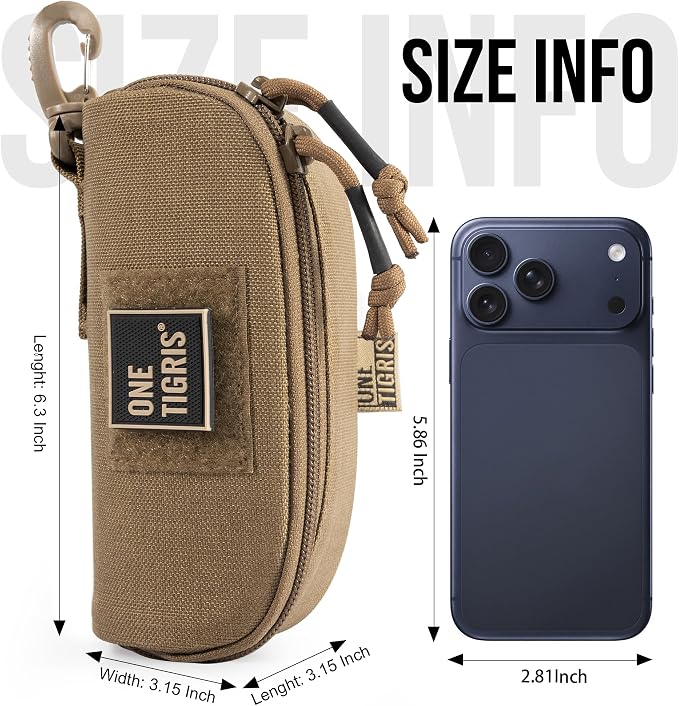 ONETIGRIS Hard Shell Sunglasses Case MOLLE Tactical Eyeglasses Pouch | Fits Most Regular Glasses, 1000D Nylon Glasses Case, Shockproof & Crush-Proof PP Liner, Inner Pocket, Two Way Zipper - Image 8
