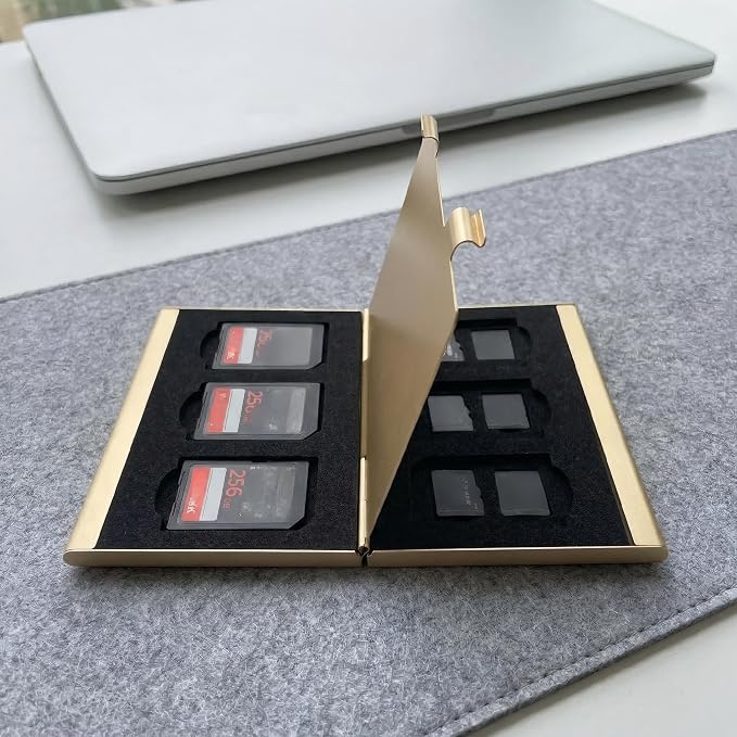 SD Card Holder Case Small Aluminum Memory Organizer Wallet for Photographers Storage Holders for 6 SD and 12 TF Cards Compact Double-Layer Case for Travel and Daily Use - Image 2