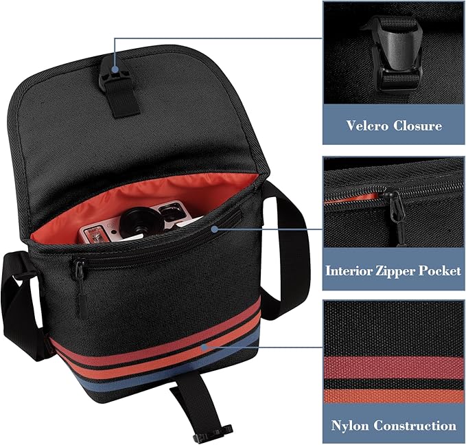 FINTIE Crossbody Camera Bag for Polaroid Now+ Generation 3/2/1 I-Type | Polaroid Originals OneStep+/Onestep 2 VF Canvas Protective Camera Case with Adjustable Strap and Inner Pocket - Image 3