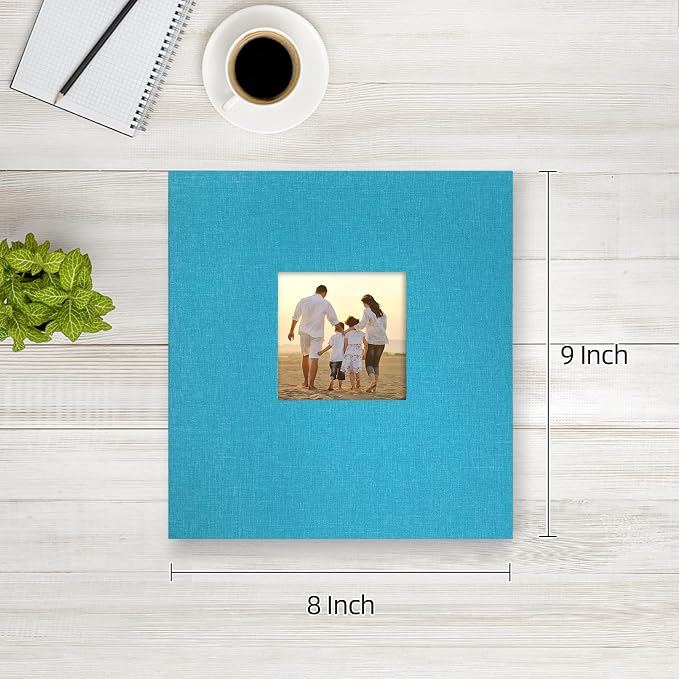 potricher Photo Album 4x6 Pictures, 200 Pockets, Linen Cover, Blue | Linen Cover, Front Window, Large Capacity 4x6 Picture Albums, Photo Book for Family, Wedding, Anniversary, Baby, Keepsake - Image 2