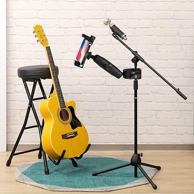 Music Boom Microphone Mic Stand Phone Holder Mount with Long Arm and Super Clamp 360° Rotation for Phone 14 13 12 11 MAX Pro Samsung Galaxy S22 S21 Google Pixel, 3.5 to 7" Smartphone - Image 7