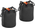 PATIKIL Camera Lens Bag, 2 Pcs 3.3" ID x 5.5" H Drawstring Lens Pouch with Thick Protective Neoprene, Lens Case for DSLR Camera Lens, Water Coffee Cups Black, Orange by PATIKIL