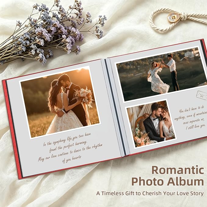 Popotop Photo Album Self Adhesive with Picture Display Window,60 Pages DIY Scrapbooking Supplies Kit for 4x6 8x10 Picture,Linen Cover Memory Book for Baby Wedding, with Scraper and Metallic Pen - Image 5