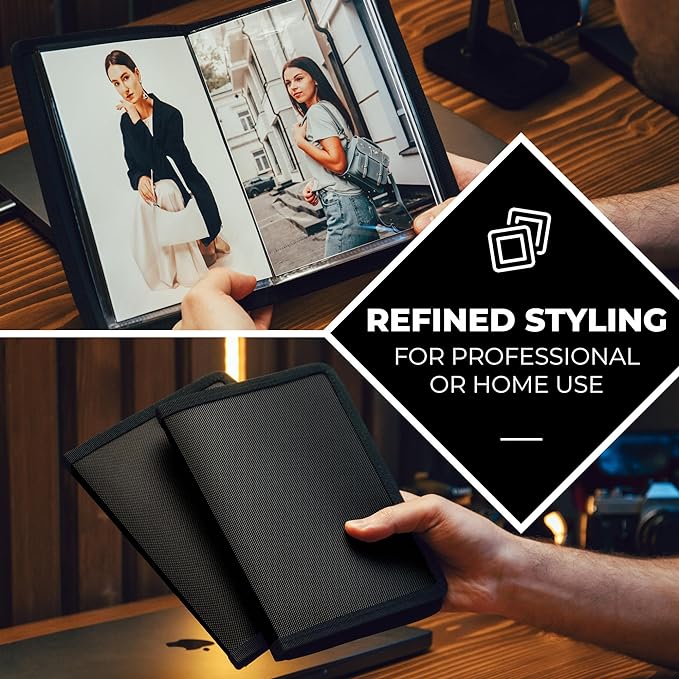Dunwell 5x7 Photo Album & Art Portfolio Binder, 24 Clear Sleeves, Black | Displays 48 Pages, 24 Clear Sleeves, Black Mounting Paper, Organizer for 5x7 Photos - Image 4