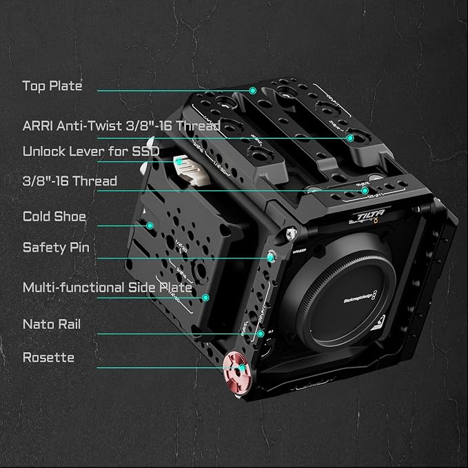 Tilta Camera Cage Pro Kit Gold Mount Compatible with Blackmagic Pyxis 6K/12K | Includes Full Cage, Top Handle, Gold Mount Battery Plate, Side Plate, Bottom Plate, 15mm Baseplate w/Rods, and Mini Tool | Gold Mount Pro Kit with 15mm LWS baseplate and Xen... - Image 3