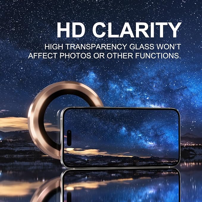 Choiche for iPhone 16 Pro/iPhone 16 Pro Max Camera Lens Protector | Ultra HD, 9H Tempered Glass Camera Cover Screen Protector Metal Ring Decoration Accessories (Titanium Desert) - Image 5