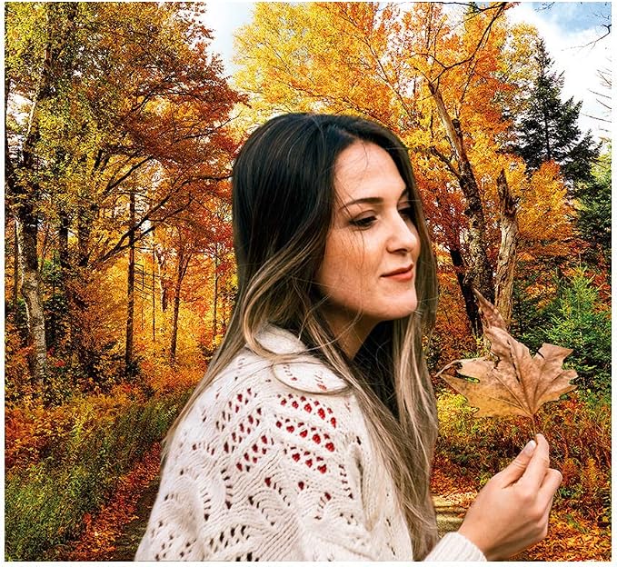 Fall Photography Backdrop Autumn Backdrop Golden Fallen Leaves Real Natural Landscape Photography Background for Party Decoration Banner Baby Shower Studio Props 11631 (8x8FT) - Image 3