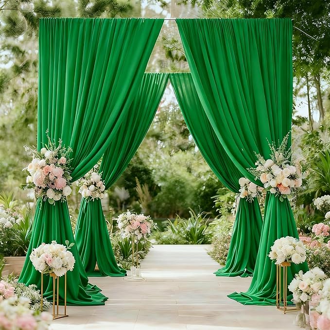 10x7FT Green Backdrop Curtains for Parties, 5x7FT 2 Panels | Wrinkle Resistant Fabric Drapes for Photography Birthday Wedding Background Decorations Easy Hang Multipurpose Use - Image 4