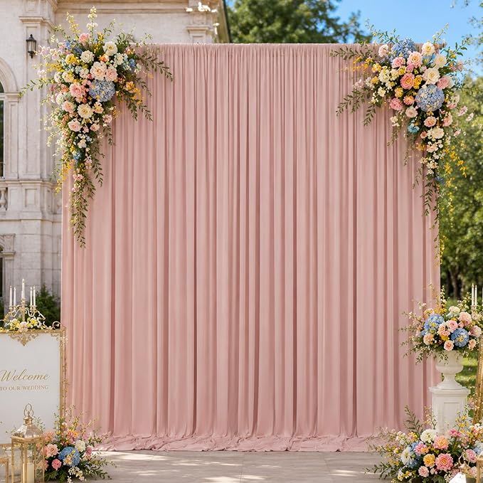20x10ft Wrinkle Free Dusty Pink Backdrop Curtains for Parties, 4 Panels 5x10ft Silky Polyester Photo Backdrop Drapes Back Drop Cloth Drapery for Wedding Birthday Photography Background - Image 2