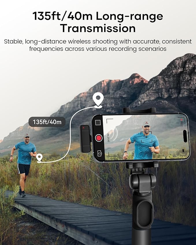 Wireless Lavalier Microphone with Charging Case, 36H Battery Life, Noise Cancellation, 135ft Range, Plug-and-Play Clip-On Mic for iPhone, iPad, Android, YouTube, Vlog, Live Streaming - Image 4