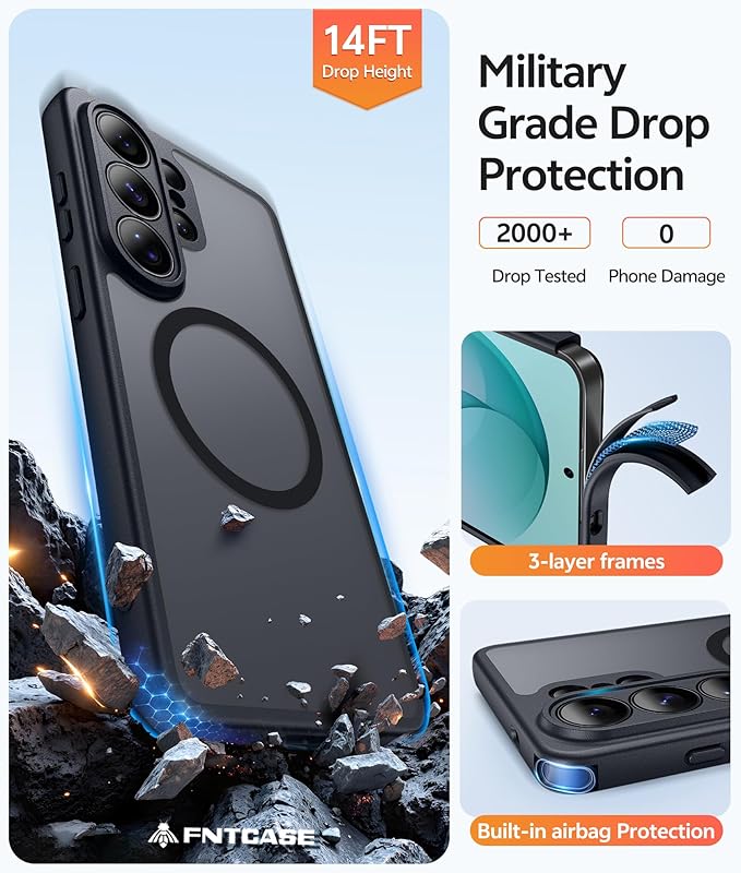 FNTCASE for Samsung Galaxy S26 Ultra Case, Compatible with Magsafe Black | Screen Protector, Full Camera Protection, Translucent Matte, 14FT Military Grade Drop Proof, Protective Phone Cover - Image 5