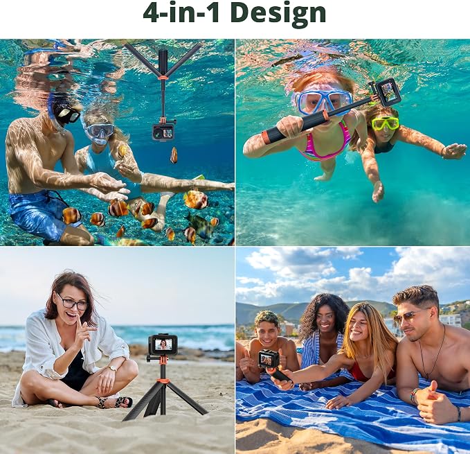AKASO Waterproof Floating Hand Grip Selfie Stick Tripod for Action Camera | For Gopro Hero 13/12/11/10/ 9/Max/DJI Osmo Action/EK7000/Brave 4/Brave 7/Brave 8 Action Camera Accessories Handle Mount - Image 4
