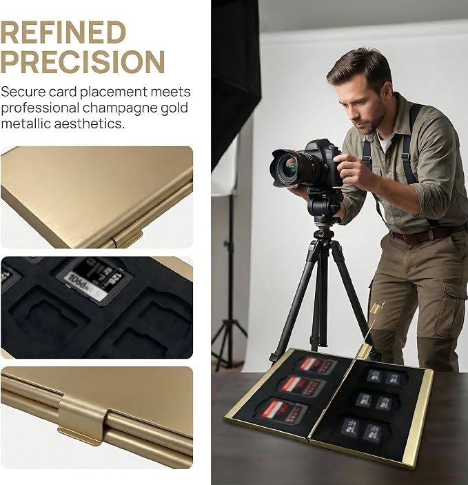 SD Card Holder Case Small Aluminum Memory Organizer Wallet for Photographers Storage Holders for 6 SD and 12 TF Cards Compact Double-Layer Case for Travel and Daily Use - Image 6
