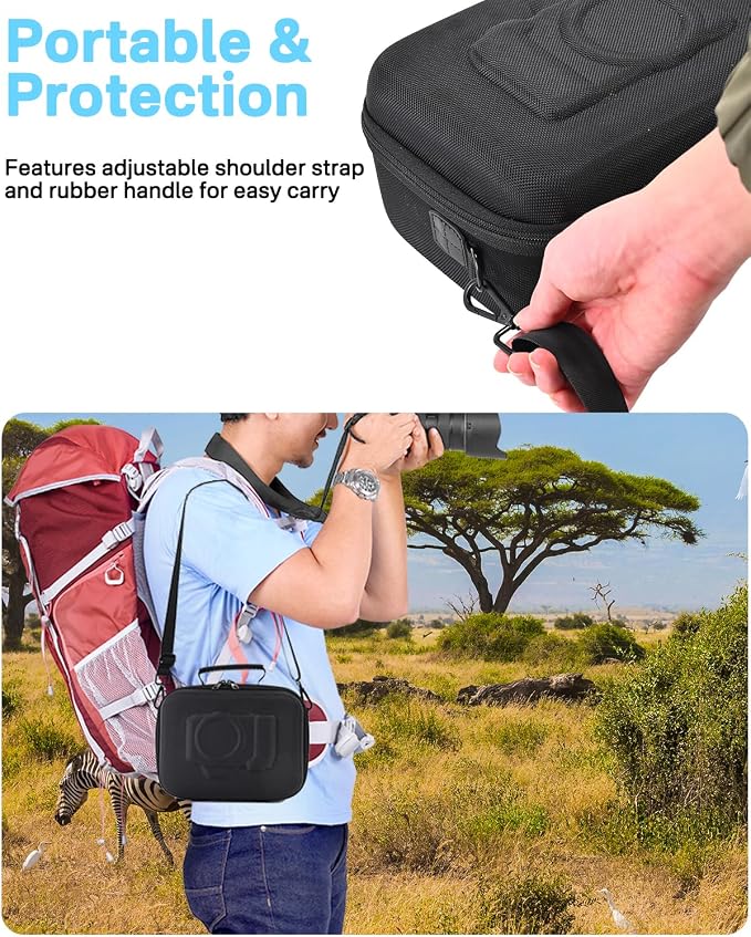 RAIACE Hard Case Compatible with Sony Alpha 7 II III IV/7R V Camera, for Nikon, for Canon, for Pentax and More. Mesh Pocket for Charger, Cables, Cards and Accessories. (case only) - Black - Image 5