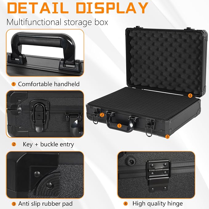 17 Inch Hard Carrying Storage Case | Ideal for Microphone & Camera Gear Transportation, DJ Mixer Case with Customizable Pre-Diced Foam, 17 X 12 X 6 Inch, Black - Image 6