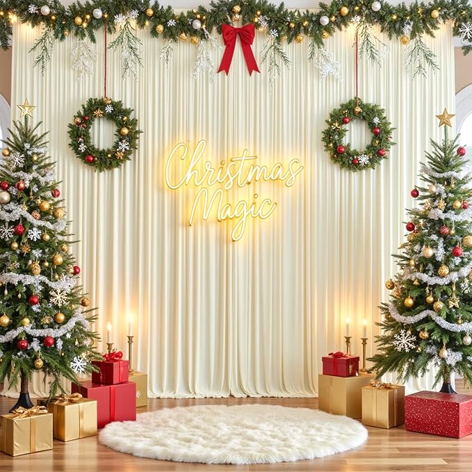 60x12 ft Ivory Backdrop Curtains for Weddings Parties, Birthdays and Photos | 12 Panels 5x12 ft, Wrinkle-Free Polyester Drapes, Washable, Ironable, 4 in Rod Pocket for Baby Showers Photography Background - Image 9