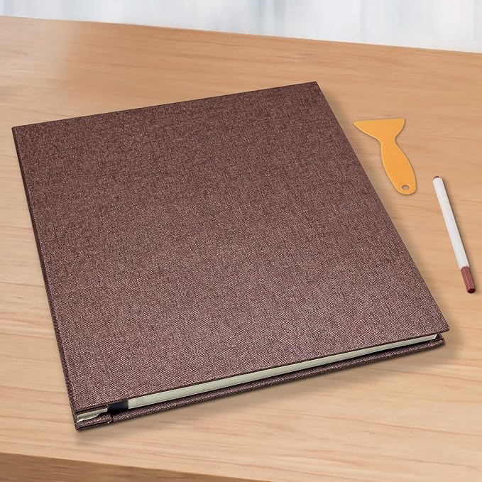 Large Photo Album Self Adhesive Scrapbook Album for 4×6 5×7 8×10 Pictures DIY Magnetic Linen Cover Album 40 Pages for Family Wedding Gifts with Metal Pen and Plastic Board - Image 6