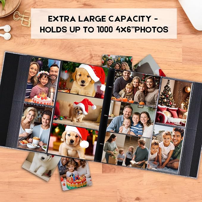 Extra Large Capacity 4x6 Photo Album, Holds 1000 Photos, Gray | Linen Hardcover, Horizontal & Vertical 4x6 Pockets, Removable Acid-Free Pages, Front Display Window, Family, Wedding & Travel - Image 2