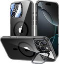 VOFATA [Upgraded] for iPhone 16 Pro Max Case with Camera Cover Stand [Fit for MagSafe][9H Camera Lens Protector] Mil-Grade Protection Transparent Magnetic iPhone 16 Pro Max Phone Case, Clear Black by VOFATA