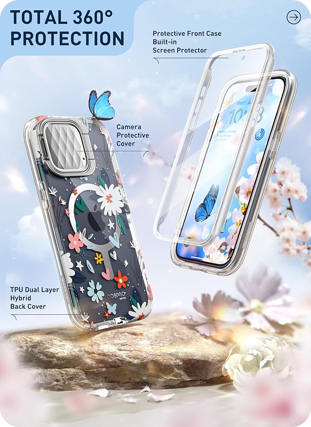 i-Blason for iPhone 15 Pro Case MagSafe, w/‌ Screen Protector, Paint | Built-in Screen Protector, Camera Cover Stand, Slim, Stylish - Image 6