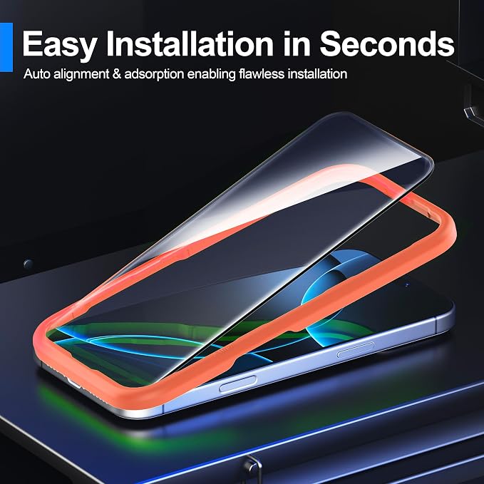 Ailun Screen Protector + Camera Lens Protector for iPhone 16 Pro Max | 3+3 Pack, 6.9 inch, Installation Frame, Case Friendly, Tempered Glass - Image 6