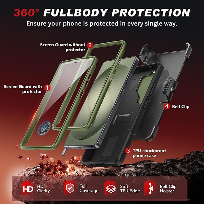 TONGATE Magnetic Stand for Samsung Galaxy S26 Ultra Case, Compatible with Magsafe, [Camera Cover & 2 Front Frames][Military Drop Protection] S26 Ultra Case Built-in Screen Protector & Belt Clip, Olive - Image 8