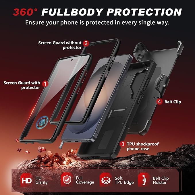 TONGATE Magnetic Stand for Samsung Galaxy S26 Ultra Case, Compatible with Magsafe, [Camera Cover & 2 Front Frames][Military Drop Protection] S26 Ultra Case Built-in Screen Protector & Belt Clip, Black - Image 8