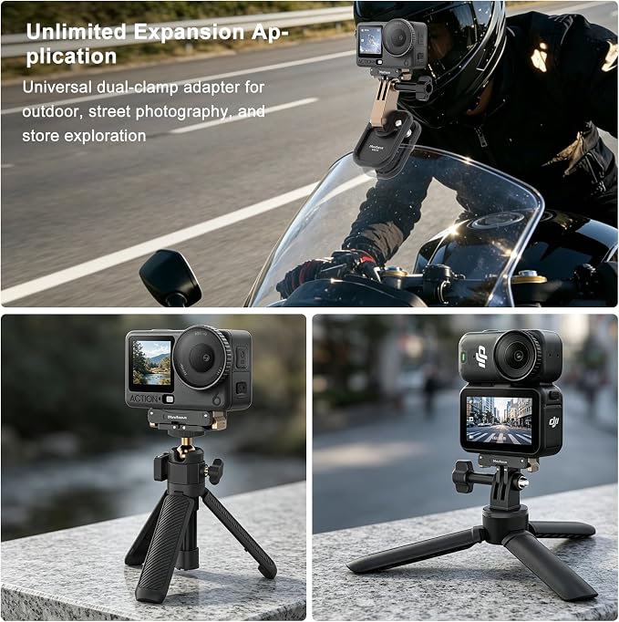 Magnetic Quick Release Adapter Mount for DJI Osmo Action 6/Nano, Aluminum Alloy Dual-Direction Base Expansion Stand w 1/4" Hole Foldable Dual-Claws Connector for Tripod Selfie Stick Action Camera - Image 9