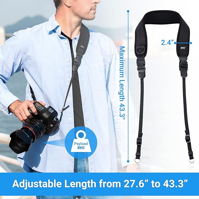 JJC DSLR Camera Neck Strap, Neoprene Shoulder Strap for Canon Nikon Sony | Camera Strap with Quick Release, Adjustable, for Canon Rebel T7 EOS R50 R6 R5 5D 6D Nikon D850 D7500 D5600 D3500 - Image 3