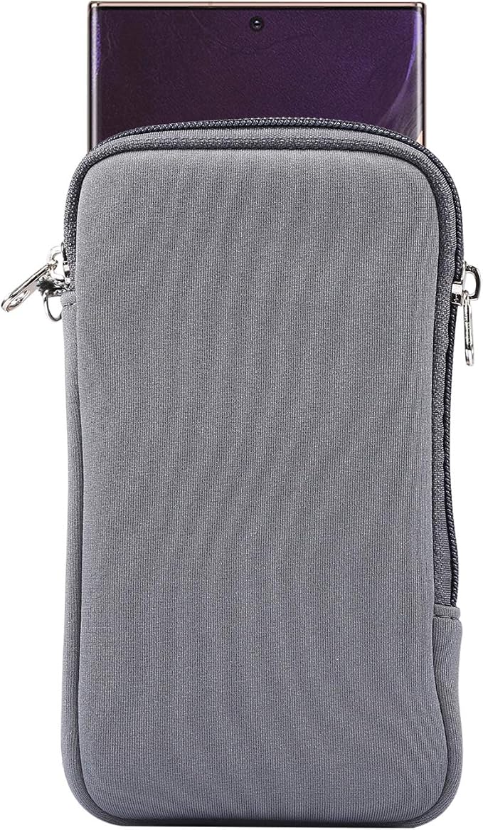Phone Sleeve Pouch for Samsung Galaxy A17 A16 A07 A06, iPhone 17 16 Pro Max | Neoprene Cell Phone Case for Galaxy S26 Ultra S25 Ultra S24 Ultra, Moto G 5G 2026 2025 / G Play 5G with Neck Lanyard, Zipper by Unknown