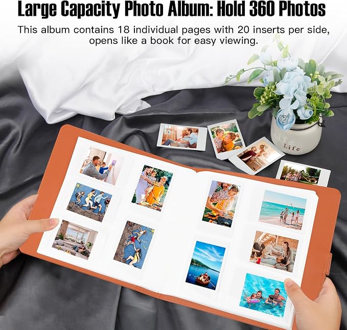 Veicevol 360-Pocket Album for Instax Mini & Polaroid 2x3 inch Photos, Black | Designed for Instax Mini and Polaroid 2x3 Photos, PU Leather Cover, Horizontal & Vertical Pockets, Wedding Birthday Travel - Image 6