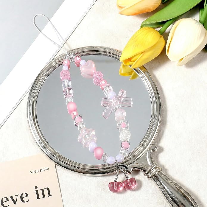 Ouligay Cherry Phone Charm Strap Cute Phones Lanyard Wrist Beaded Camera Strap Wrist Chain String for Bag Case Bags Pendants Decor Chains Small Gifts for Best Friend Sister - Image 7