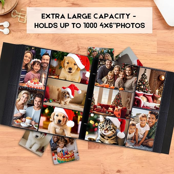 Extra Large Capacity 4x6 Photo Album, Holds 1000 Photos, Black | Linen Hardcover, Horizontal & Vertical 4x6 Pockets, Removable Acid-Free Pages, Front Display Window, Family, Wedding & Travel - Image 2