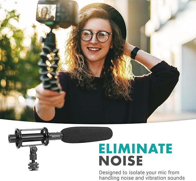 Movo SMM1 Microphone Shock Mount with Camera Cold Shoe for Shotgun Microphones 19-25mm in Diameter (Including Rode NTG-1, NTG-2, Sennheiser MKE-600) - Image 3