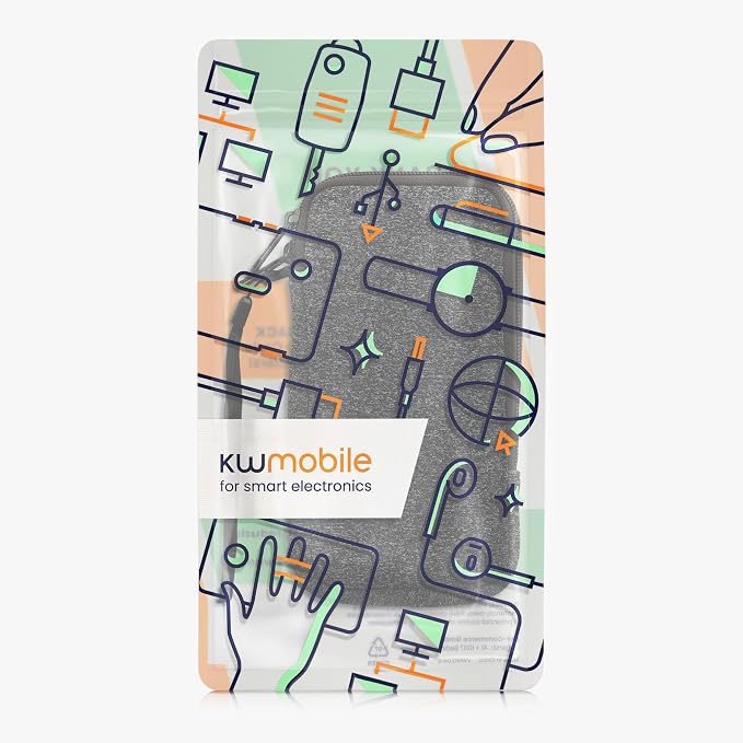 kwmobile Universal Phone Pouch Size XXL - 7" - Neoprene Smartphone Pouch with Zip - Water-Repellent Mobile Phone Case - Sleeve in Anthracite/White - Image 7